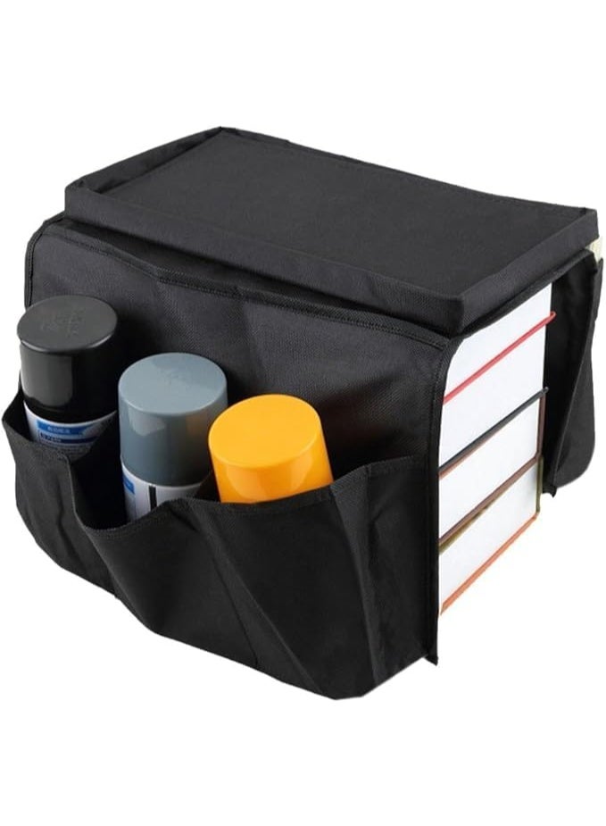 6 Pocket Remote Control Organizer Sofa Armrest Hanging Storage Caddy Folding Table Slipcover Desk Chair Holder Magazine Snack Phone Cup Pen Tray Home Living Space Solution - Image 3